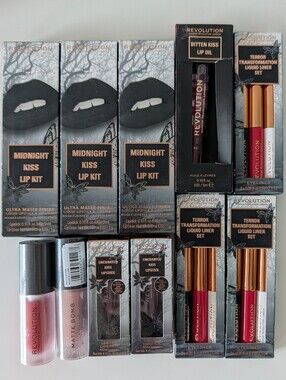 Makeup Revolution Goth/Halloween Lip & Liner Lot Dark Academia Aesthetic Sealed!